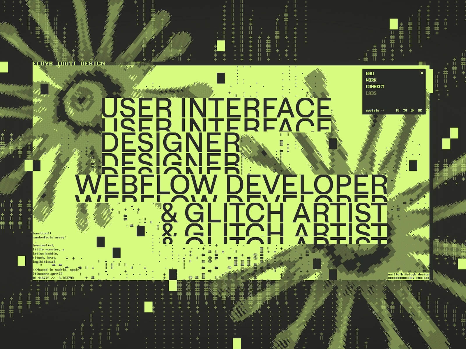 From Blank Canvas to Mayhem: Eloy Benoffi’s Brutalist, Glitchy Portfolio Built with Webflow and GSAP